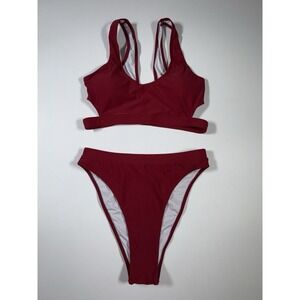 Summer Bikini Set for Women Two Piece Swimsuits Cut Out High Waisted Scoop Sz M‎